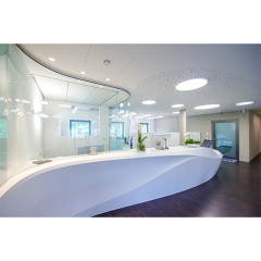 Male Hospital Artificial Stone Reception Table Round Live Edge Front Desk