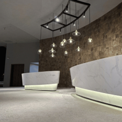 Office Store Interior Design Corian Solid Surface Reception Desk with Led
