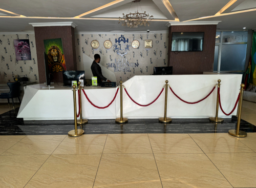 Morocco Hotel Corian Solid Surface Reception Desk and Led Bar Counter Project