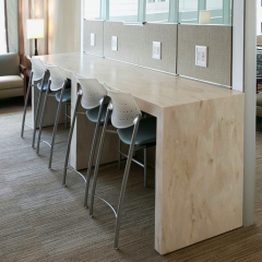 U Shape Office Staff Side Table Modern Corian Stone High Top Office Desks