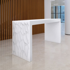 U Shape Office Staff Side Table Modern Corian Stone High Top Office Desks