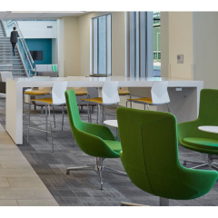 U Shape Office Staff Side Table Modern Corian Stone High Top Office Desks