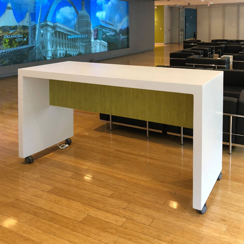 U Shape Office Staff Side Table Modern Corian Stone High Top Office Desks