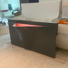 Curved Solid Surface Stone Lavatory Sink Wash Basin Led Bathroom Sink for Hotel