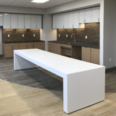 Custom Logo White Artificial Stone Bench Tops Long Size Restaurant Dining Table