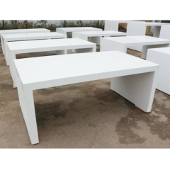 Custom Logo White Artificial Stone Bench Tops Long Size Restaurant Dining Table