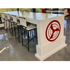 Custom Logo White Artificial Stone Bench Tops Long Size Restaurant Dining Table