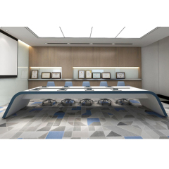 Smart Multimedia Conference Table Set Artificial Marble Boardroom Furniture