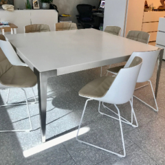 High End Corian Table Top Square 8 Seat Home Dining Table With Stainless Steel Base