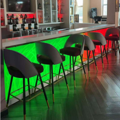 Hotel Club Led Light Front Bar Counter and Chairs White Corian Bar Countertops