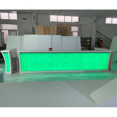Hotel Club Led Light Front Bar Counter and Chairs White Corian Bar Countertops