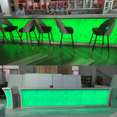 Hotel Club Led Light Front Bar Counter and Chairs White Corian Bar Countertops