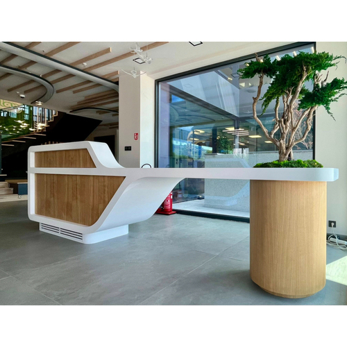 Ikea Office Public Furniture 12mm Corian Acrylic Sheet Made Reception Desk