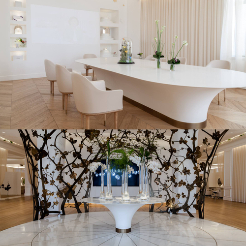 Ikea Home Furniture Artificial Corian Solid Surface Stone Dining Table for 10 Persons