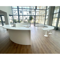 Half Round Artificial Corian Stone Commercial Bar Dining Table With Benches