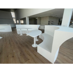 Half Round Artificial Corian Stone Commercial Bar Dining Table With Benches