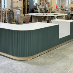 Houston in Stock Reception Counter Engraved Pattern Blue Corian Desk Furniture