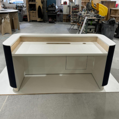 Houston in Stock Reception Counter Engraved Pattern Blue Corian Desk Furniture