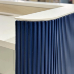 Houston in Stock Reception Counter Engraved Pattern Blue Corian Desk Furniture