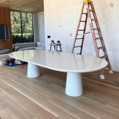 Personal Home Corian Canteen Room Dining Table Oval Shape Furniture