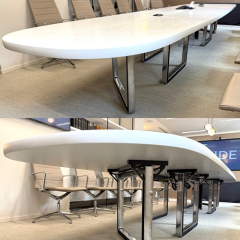 Solid Surface Stone Conference Table Solution Modern Epoxy Resin Meeting Room Furniture