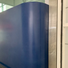 Currency Exchange Bank Service Counter Dark Blue Solid Surface Reception Desk