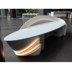 Stylish LED Hanex Solid Surface Stone Reception Table Modular for Yoga Studio