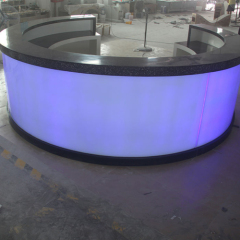 Black Corian Solid Surface Kitchen Countertops Led Round Glass Bar Counter