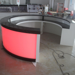 Black Corian Solid Surface Kitchen Countertops Led Round Glass Bar Counter