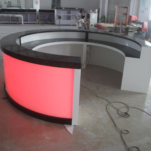 Black Corian Solid Surface Kitchen Countertops Led Round Glass Bar Counter