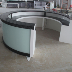 Black Corian Solid Surface Kitchen Countertops Led Round Glass Bar Counter