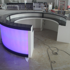 Black Corian Solid Surface Kitchen Countertops Led Round Glass Bar Counter