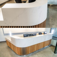 L Shaped Faux Stone Individualized Personal Office Studio Reception Desk
