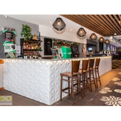 Engraved 3D Wall Panel Decoration Bar Counter White Corian Restaurant Counters