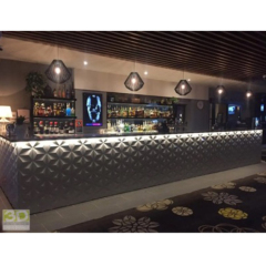 Engraved 3D Wall Panel Decoration Bar Counter White Corian Restaurant Counters
