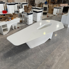 Hexagon Shape Table Top White Corian Stone Office Board Meeting Conference Table