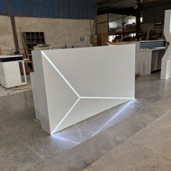 High Grade Corian White Stone School Reception Desk Small Information Counters