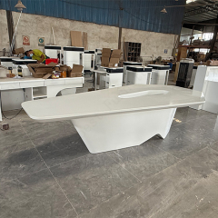 Hexagon Shape Table Top White Corian Stone Office Board Meeting Conference Table