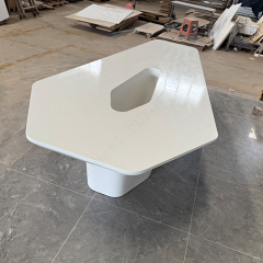 Hexagon Shape Table Top White Corian Stone Office Board Meeting Conference Table
