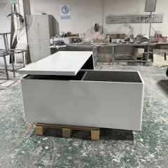 White Consist Black Solid Surface Executive Desk L Shape Side Table Office