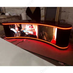 Custom Made Led Screen Reception TV Desk Black Host Studio Furniture