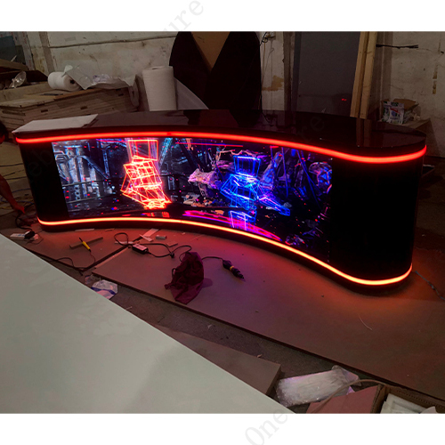 Custom Made Led Screen Reception TV Desk Black Host Studio Furniture