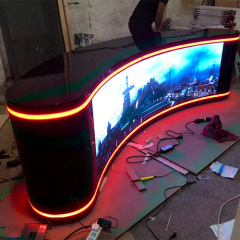 Custom Made Led Screen Reception TV Desk Black Host Studio Furniture