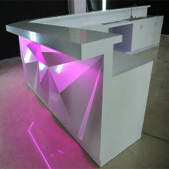 Brilliant Corian Solid Surface Pink Led Restaurant Hotel Bar Counter Equipment