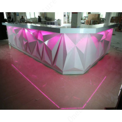 Brilliant Corian Solid Surface Pink Led Restaurant Hotel Bar Counter Equipment