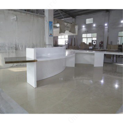 Nice Design Curved Shape Automobile Reception Desk White Corian Furniture Table