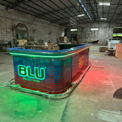 Industrial Design Style Led Acrylic and Marble Stone Nightclub Dance Bar Counter