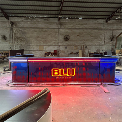 Industrial Design Style Led Acrylic and Marble Stone Nightclub Dance Bar Counter