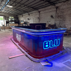 Industrial Design Style Led Acrylic and Marble Stone Nightclub Dance Bar Counter