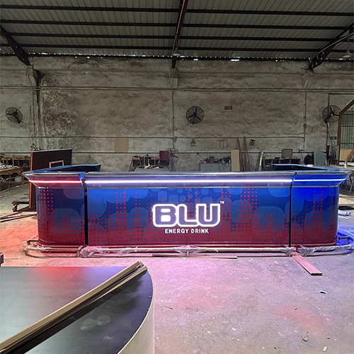 Industrial Design Style Led Acrylic and Marble Stone Nightclub Dance Bar Counter